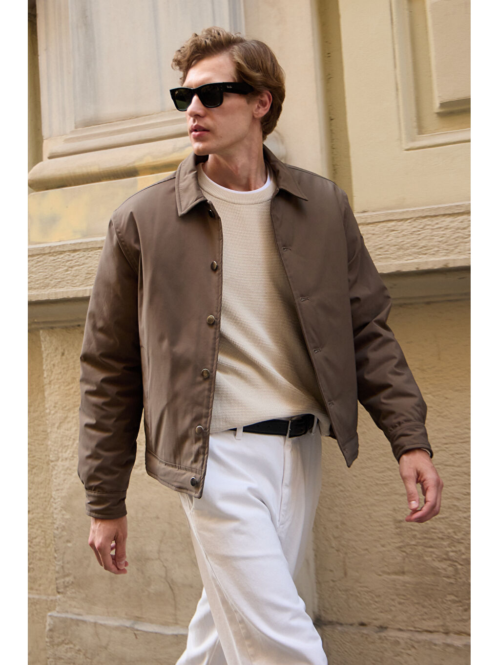 Erkek Basic Mont Ceket Kahverengi-3