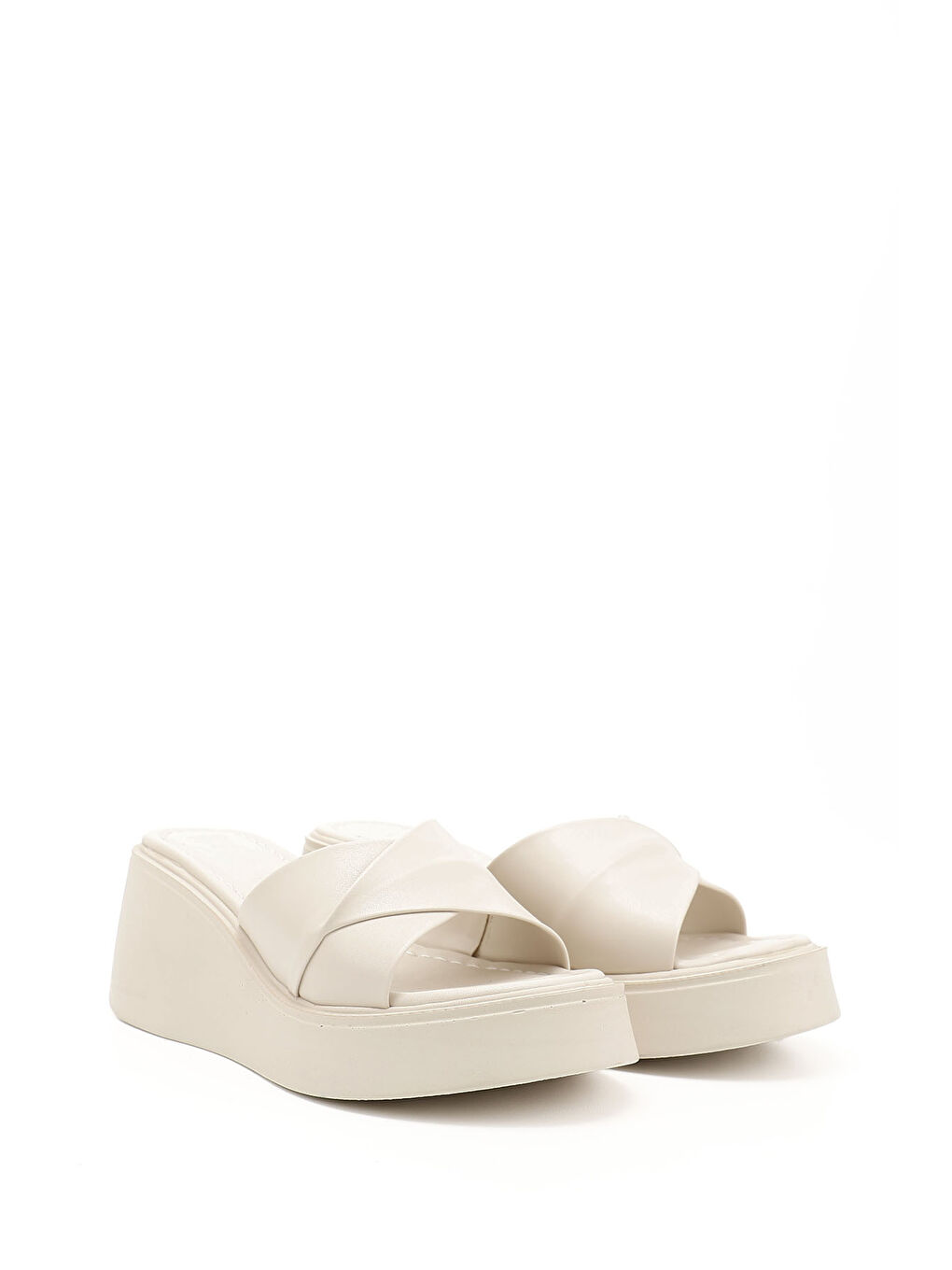 Bej Kadın BEJ-CAMEL Dolgu Topuklu Terlik-1