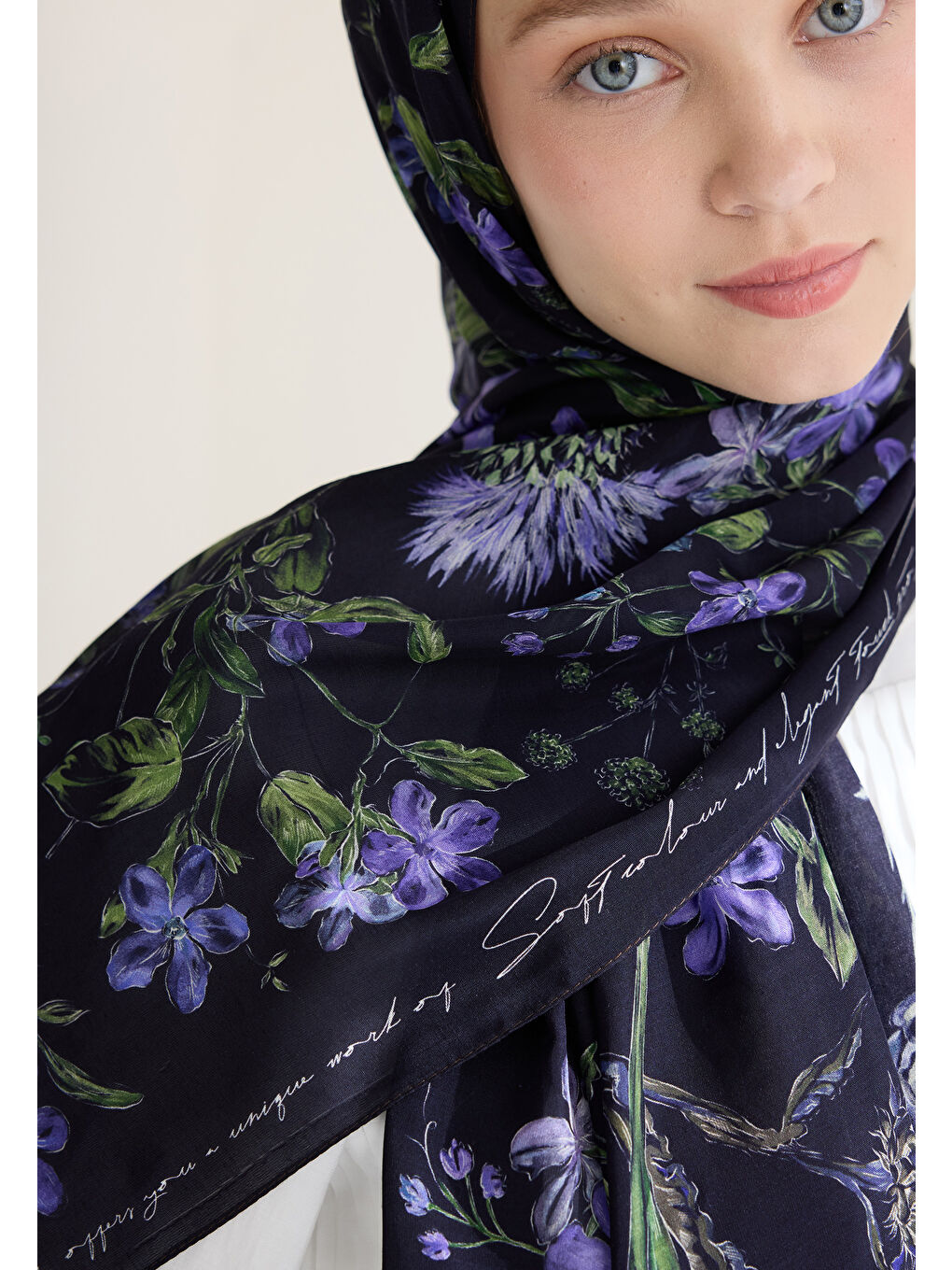 Garden Joy Floş Viskon Şal Lacivert-3