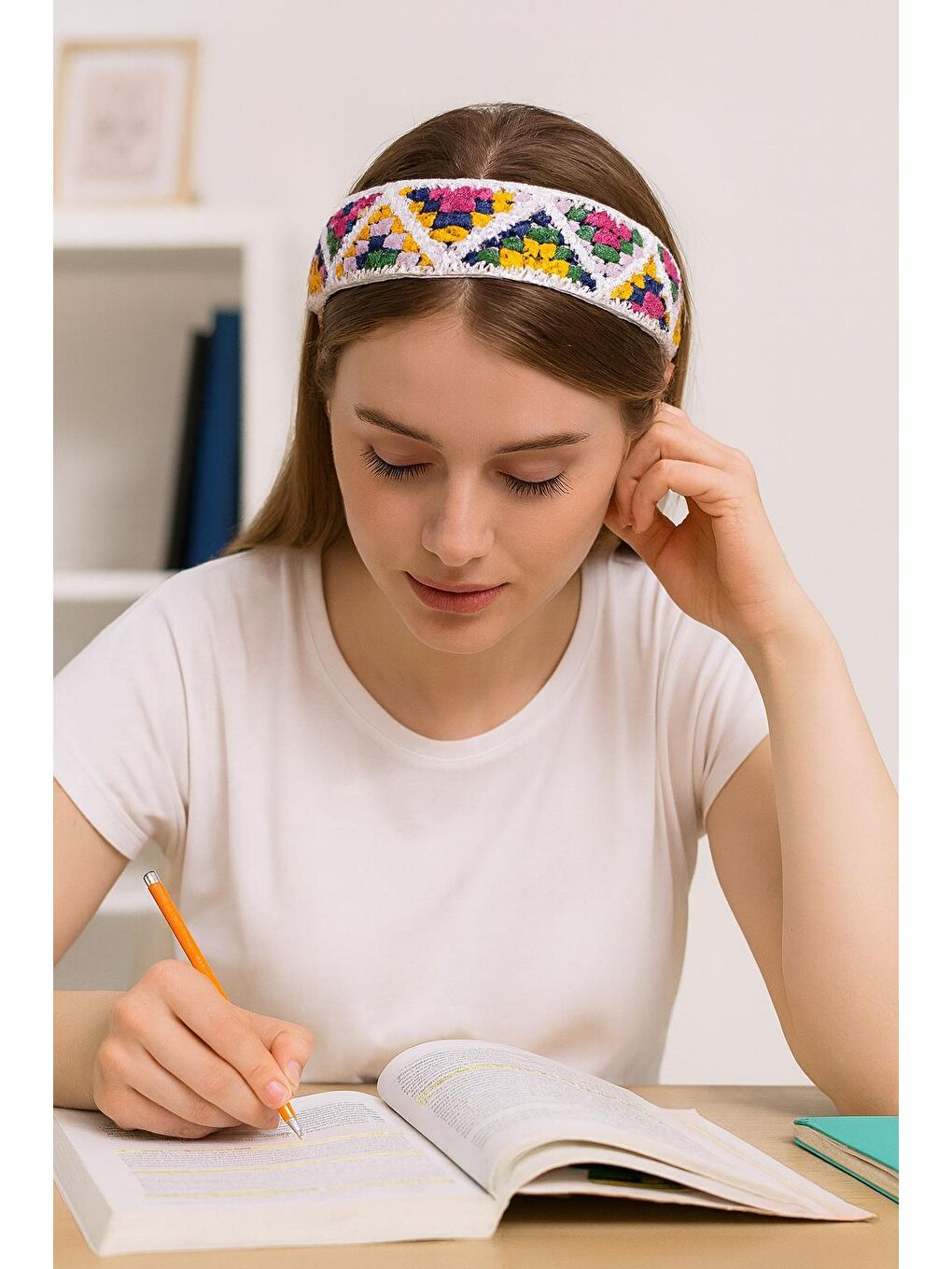 Yeşil Tığ Örgülü Soft Saç Bandı-2