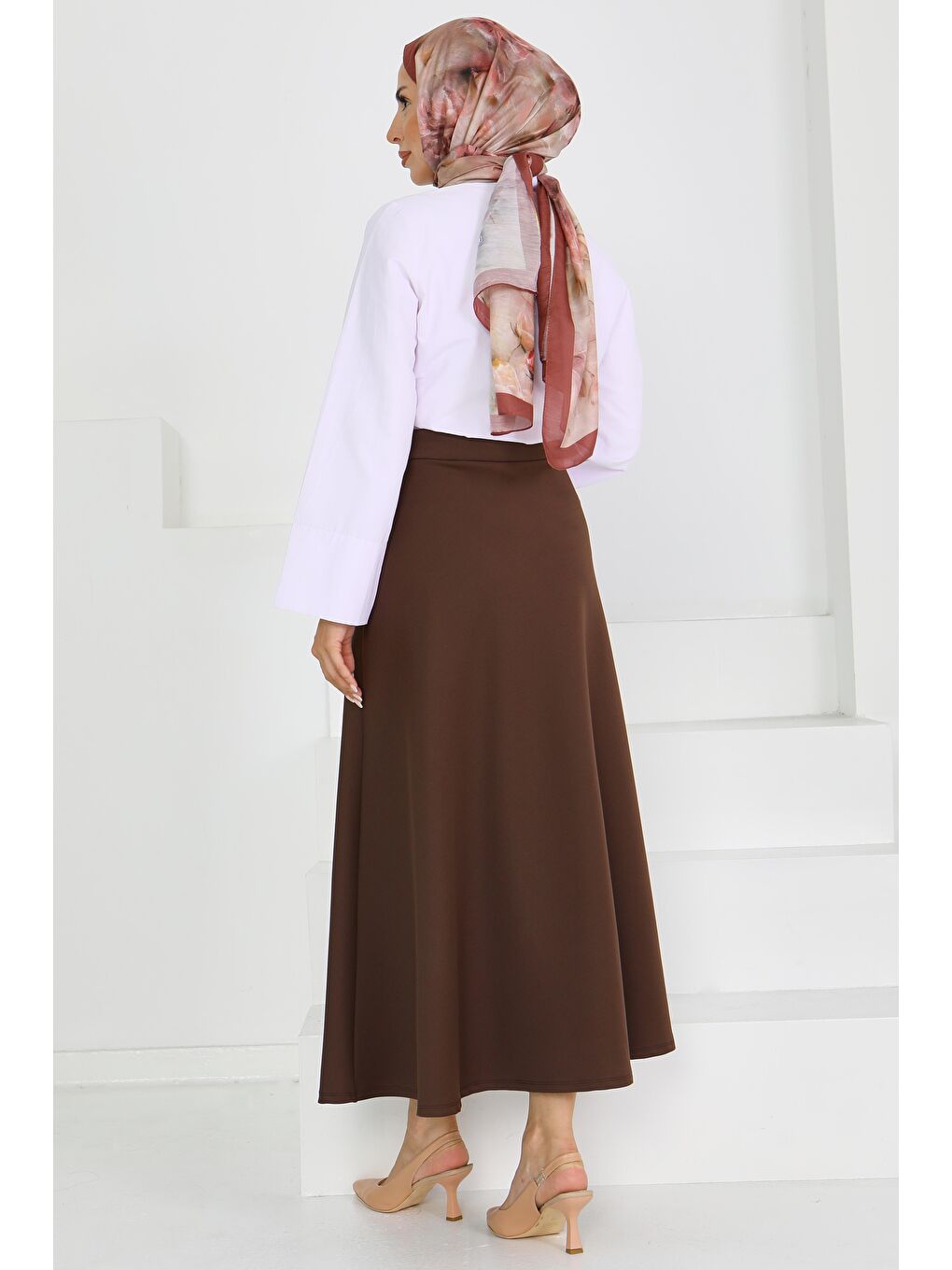 Kahverengi Puff Scuba Çan Etek Kahve - 27615-4