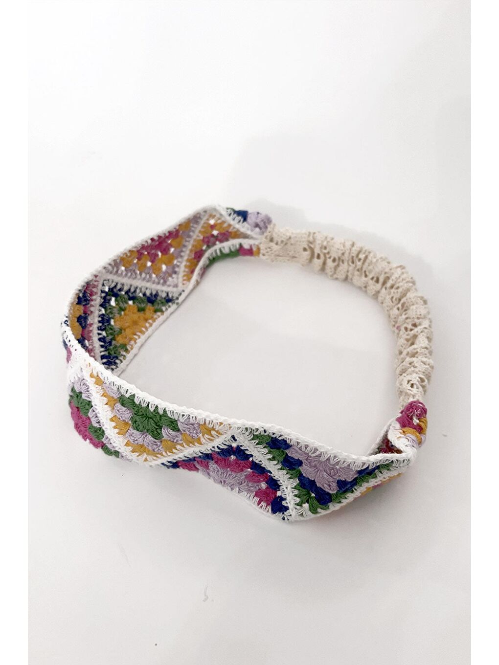 Yeşil Tığ Örgülü Soft Saç Bandı-3