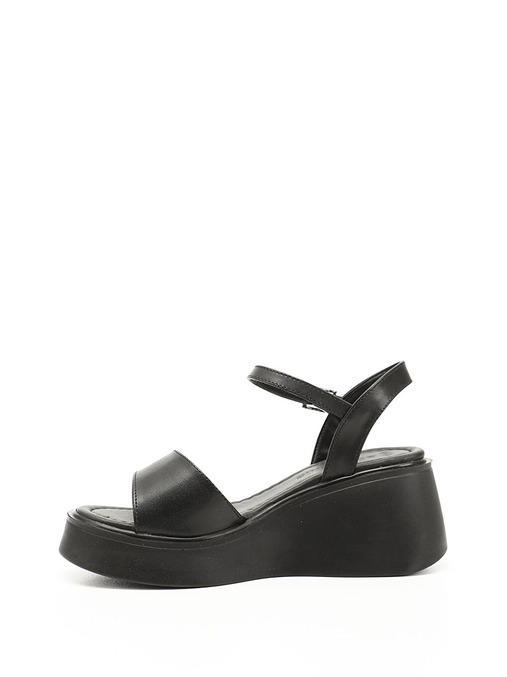 Mor Kadın ZÜMRÜT-SİYAH Bilekten Bağlı Dolgu Topuklu Sandalet-2