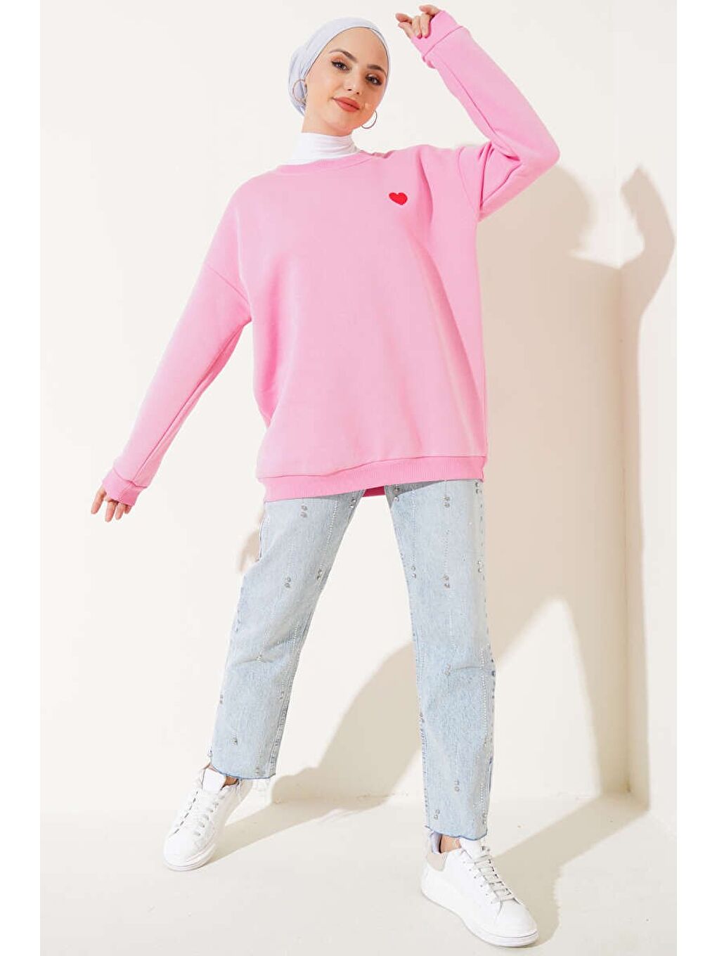 Kalpli Tunik Pembe - 26660-1