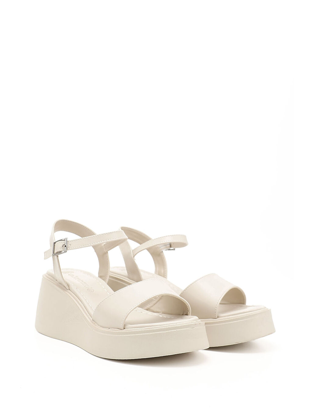 Bej Kadın BEJ-CAMEL Bilekten Bağlı Dolgu Topuklu Sandalet-1