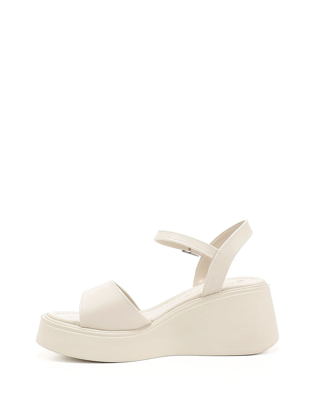 Bej Kadın BEJ-CAMEL Bilekten Bağlı Dolgu Topuklu Sandalet-2