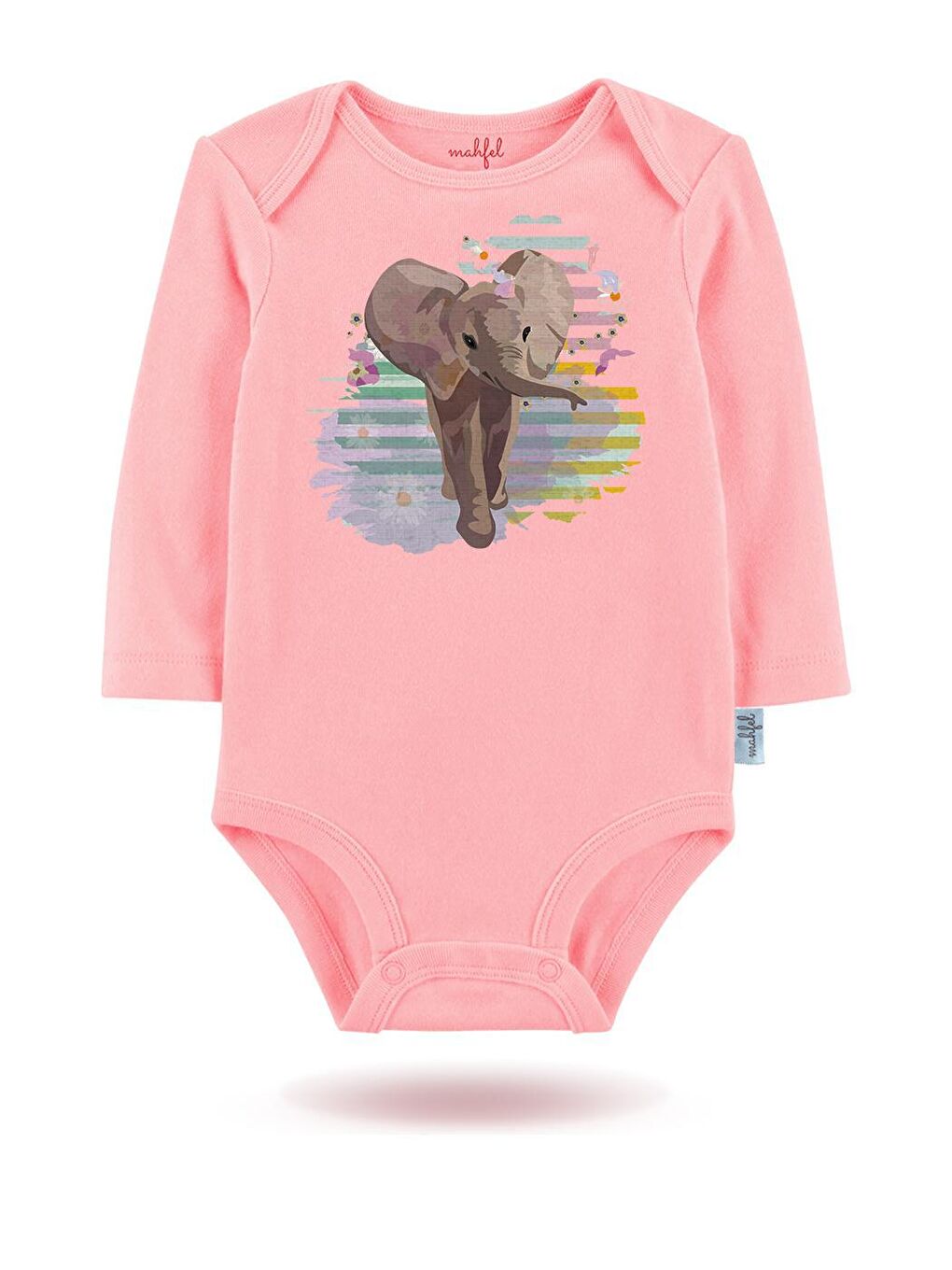 MAHFEL Pembe 2'Li Baskılı Uzun Kollu Unisex Bebek Çıtçıtlı Body - 1