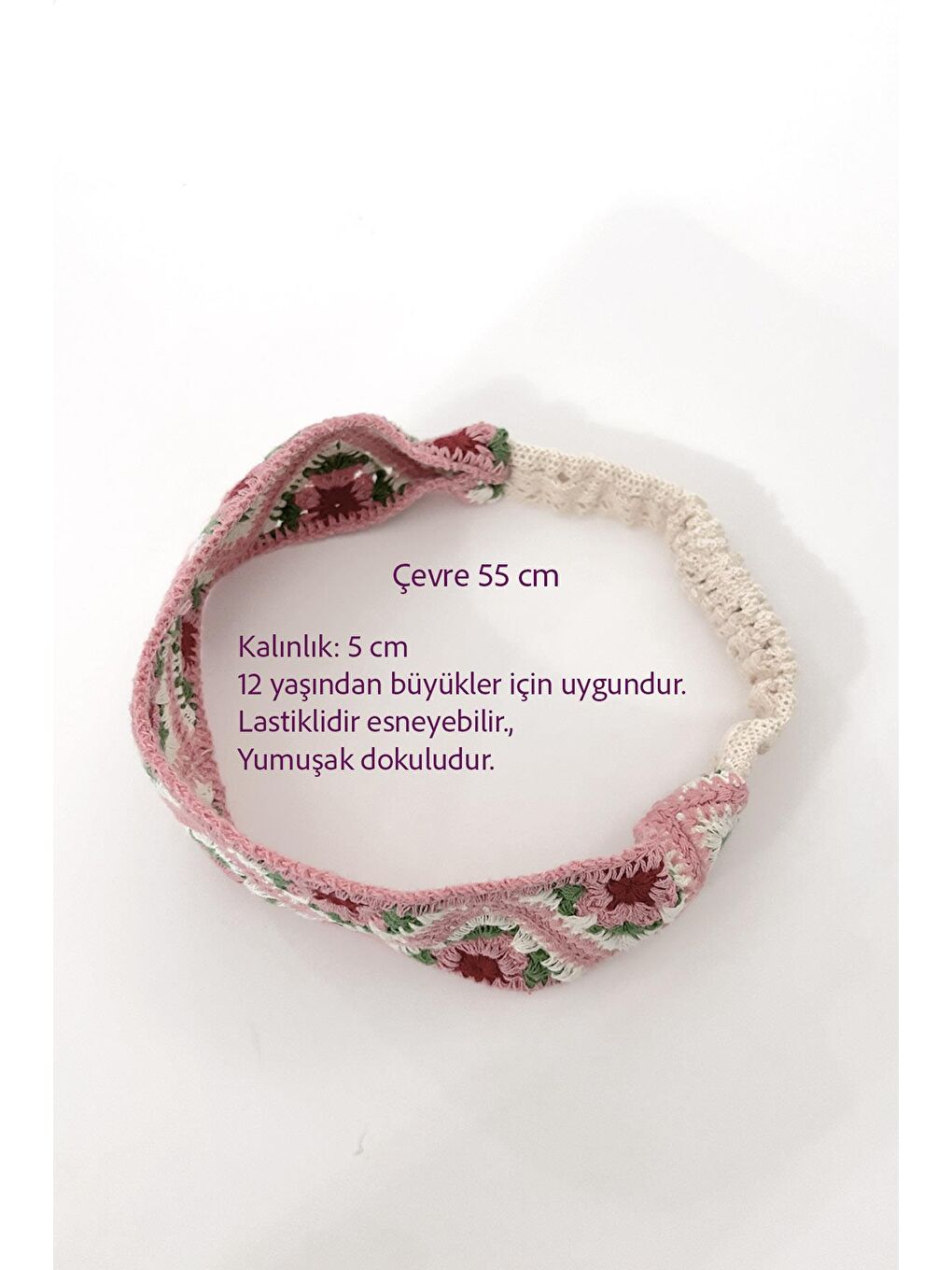 Pembe Tığ Örgülü Soft Saç Bandı-4