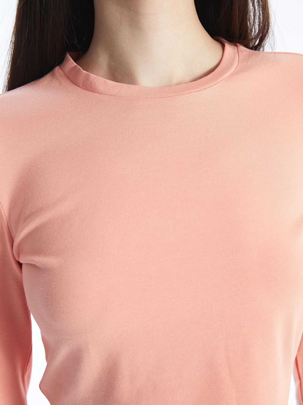 KOOR Açık Pembe Kadın Crop Basic Sweatshırt - 3