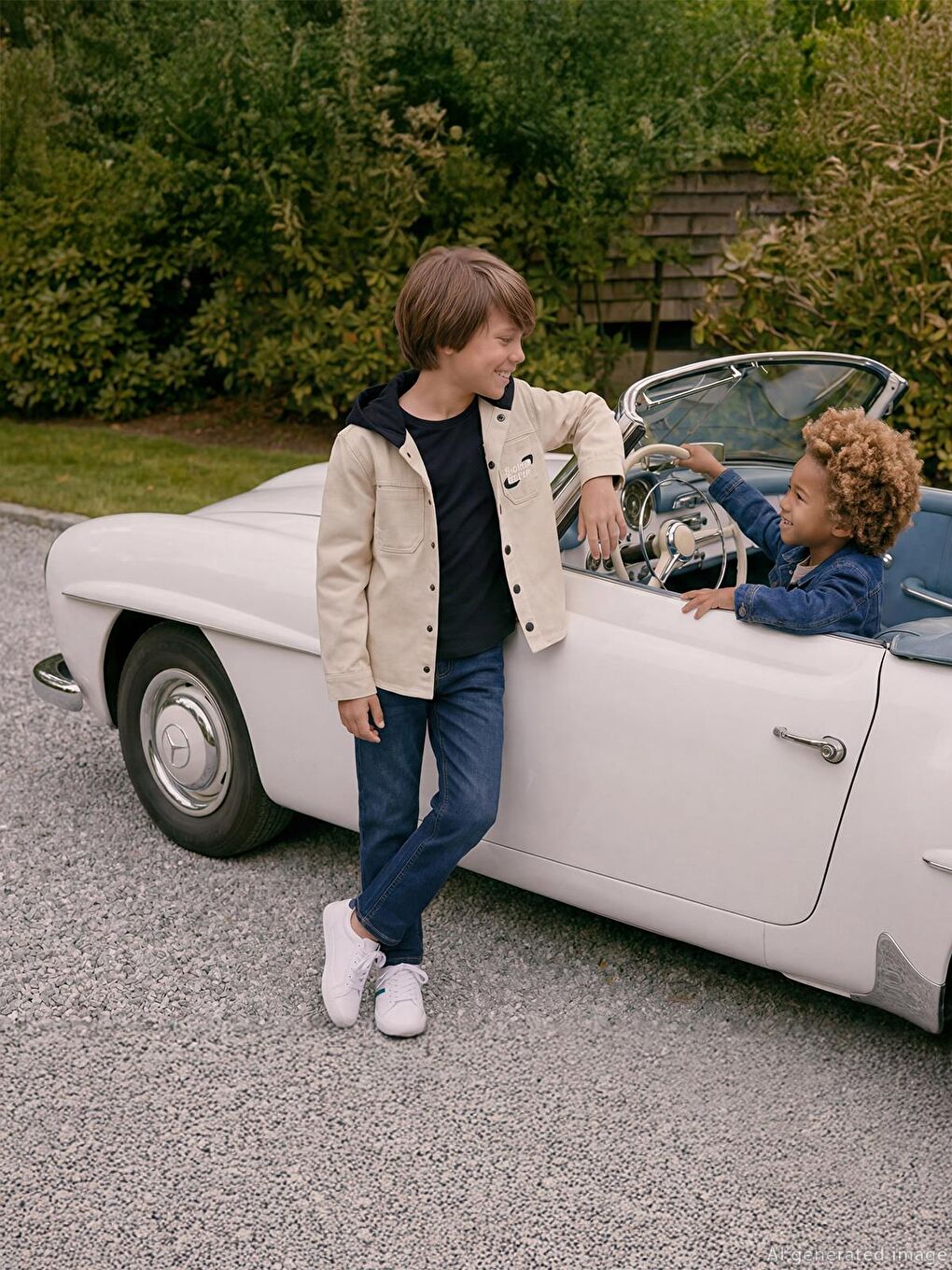 Bej Boys Çift Cepli Kapüşonlu 6-9 Yaş Gömlek - Koyu Taş Rengi