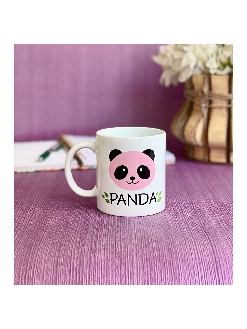 BAM HEDİYELİK EŞYA Karışık Pembe Panda Tasarımlı Kupa