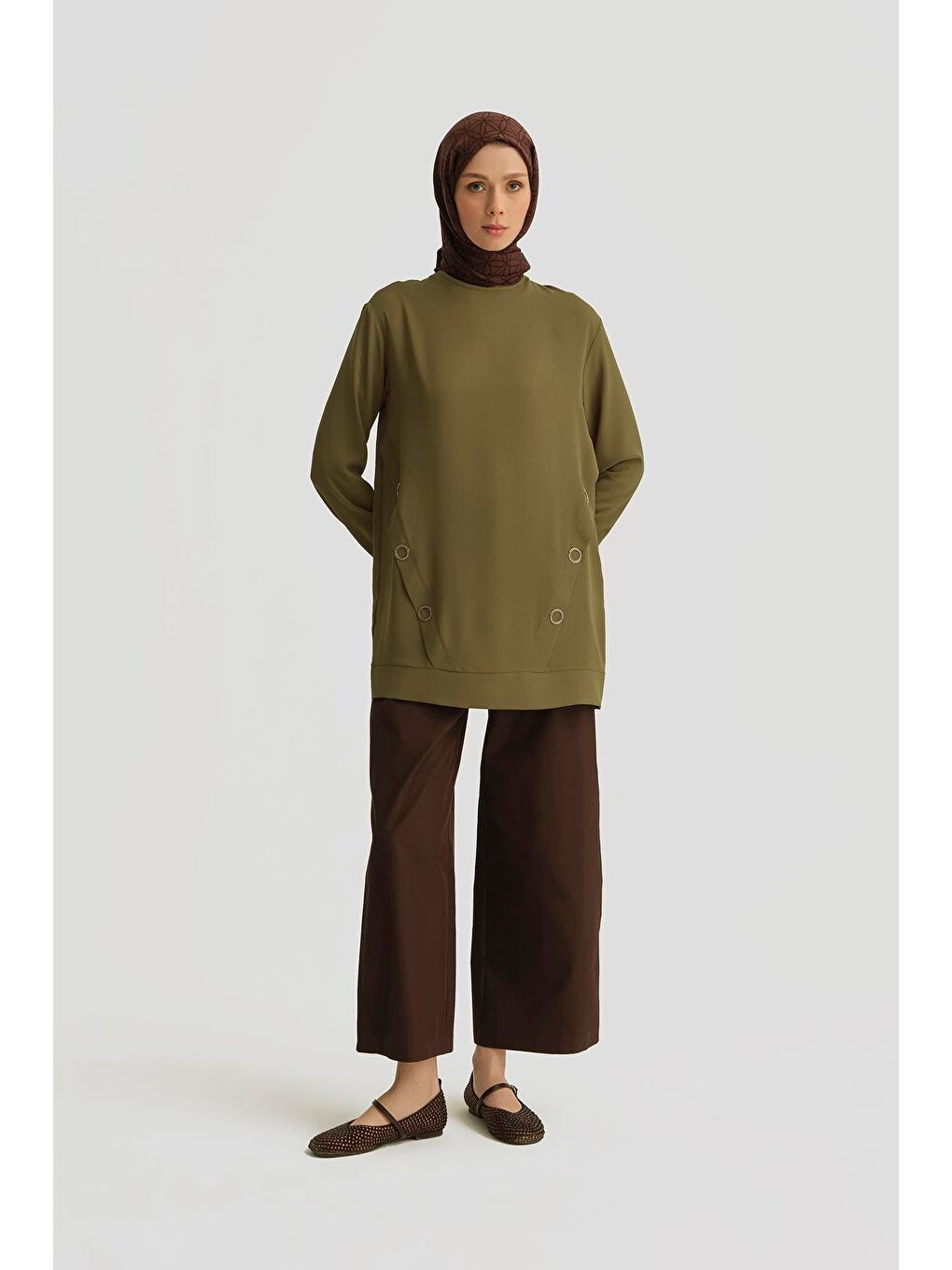 Aksesuar Detaylı Tunik 25Yt415 Yağ Yeşili-2