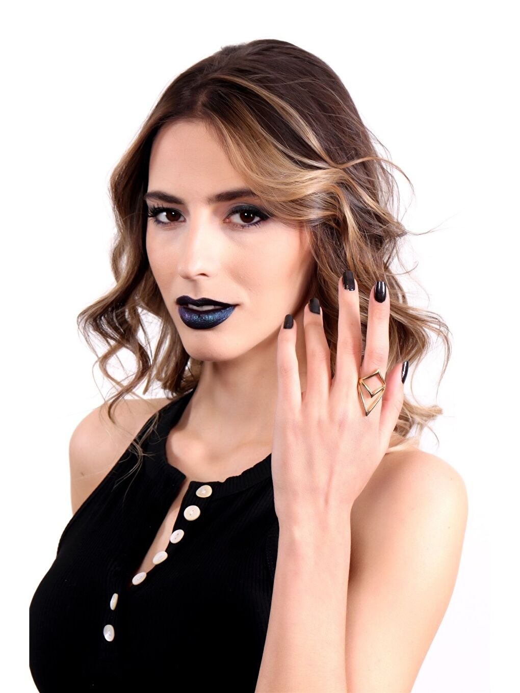 Sarı Kadın Mat Altın Kaplama Ayarlanabilir Bohem Yüzük-4