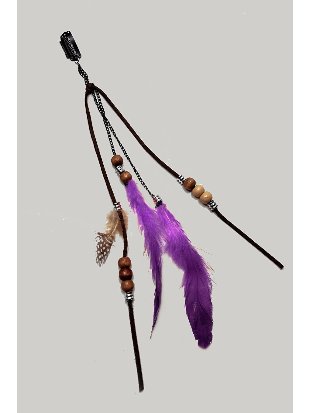 Mor Bohem Tüylü  Saç Zinciri Rasta Saç İpi-1