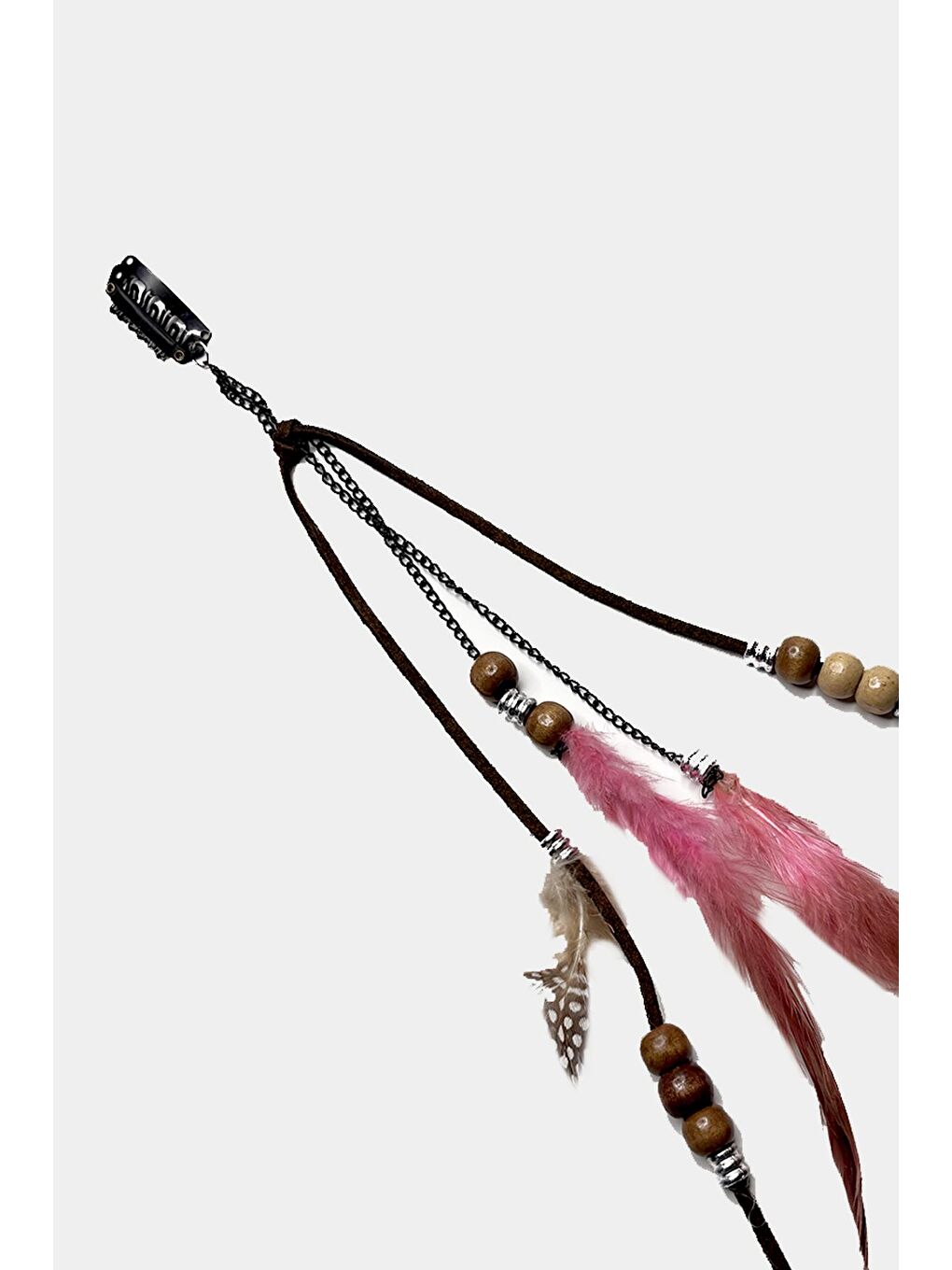 Pembe Bohem Tüylü Saç Zinciri Rasta Saç İpi-3