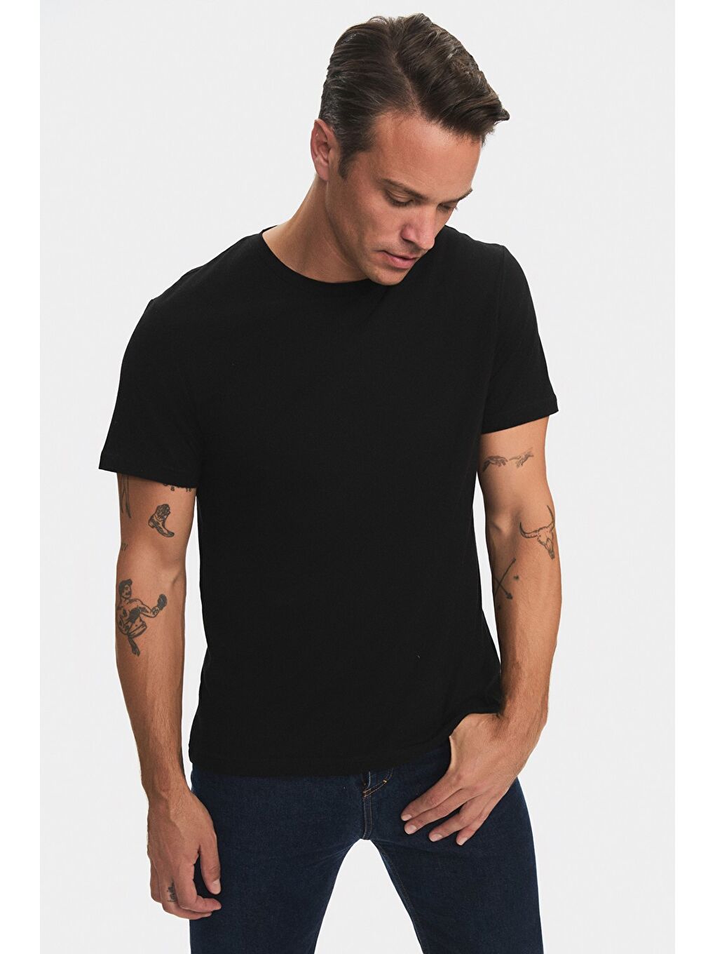 Siyah Erkek 2'li Regular Kalıp Tişört