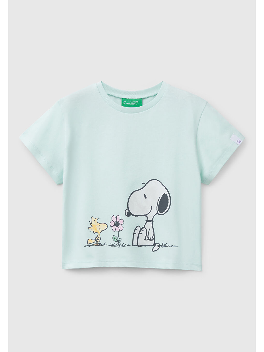 Turkuaz Kız Çocuk Su Yeşili Peanuts Baskılı Tişört