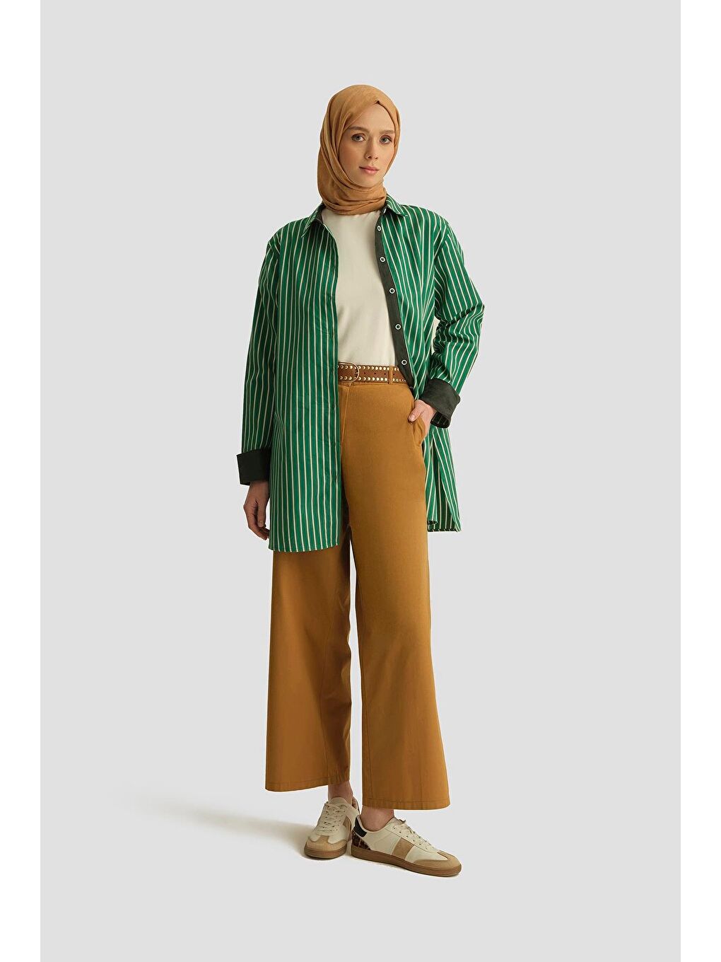 Yeşil Çizgili Tunik Ortd9438 Haki-1