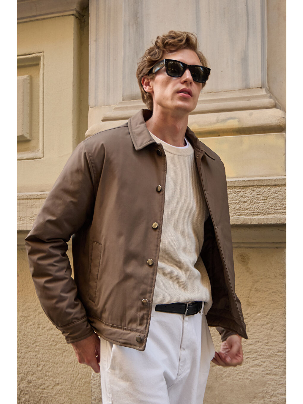 Erkek Basic Mont Ceket Kahverengi-5