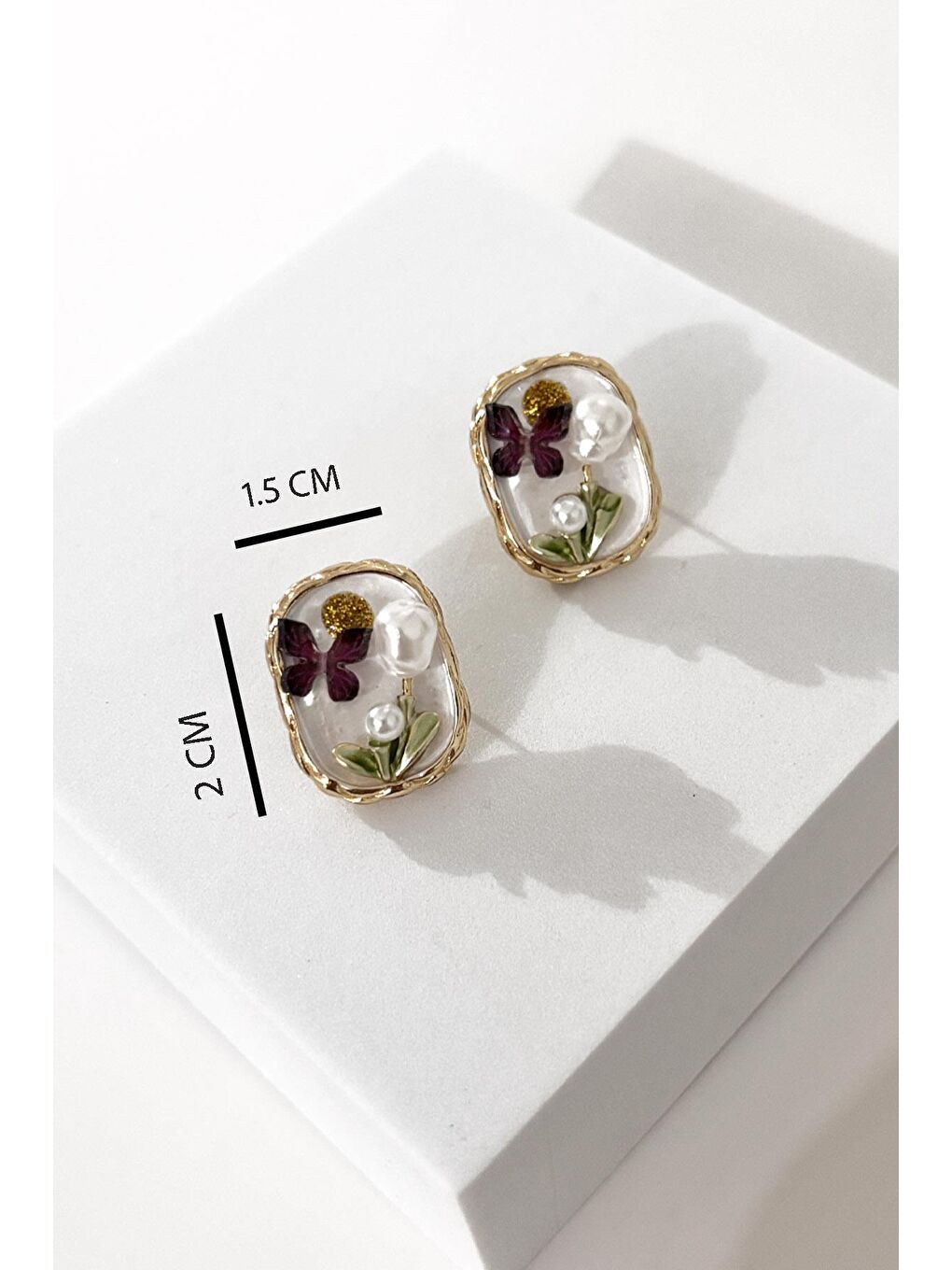 Sarı Mineli Bahar İnci Dalı Kadın Küpe-3