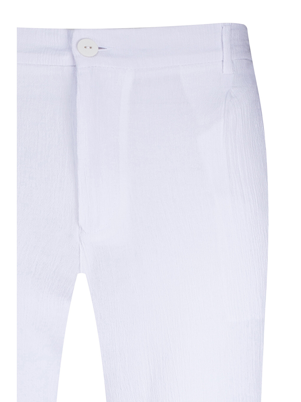 Beyaz Regular Fit Yandan Cepli 100% Pamuk Jogger Pantolon-1