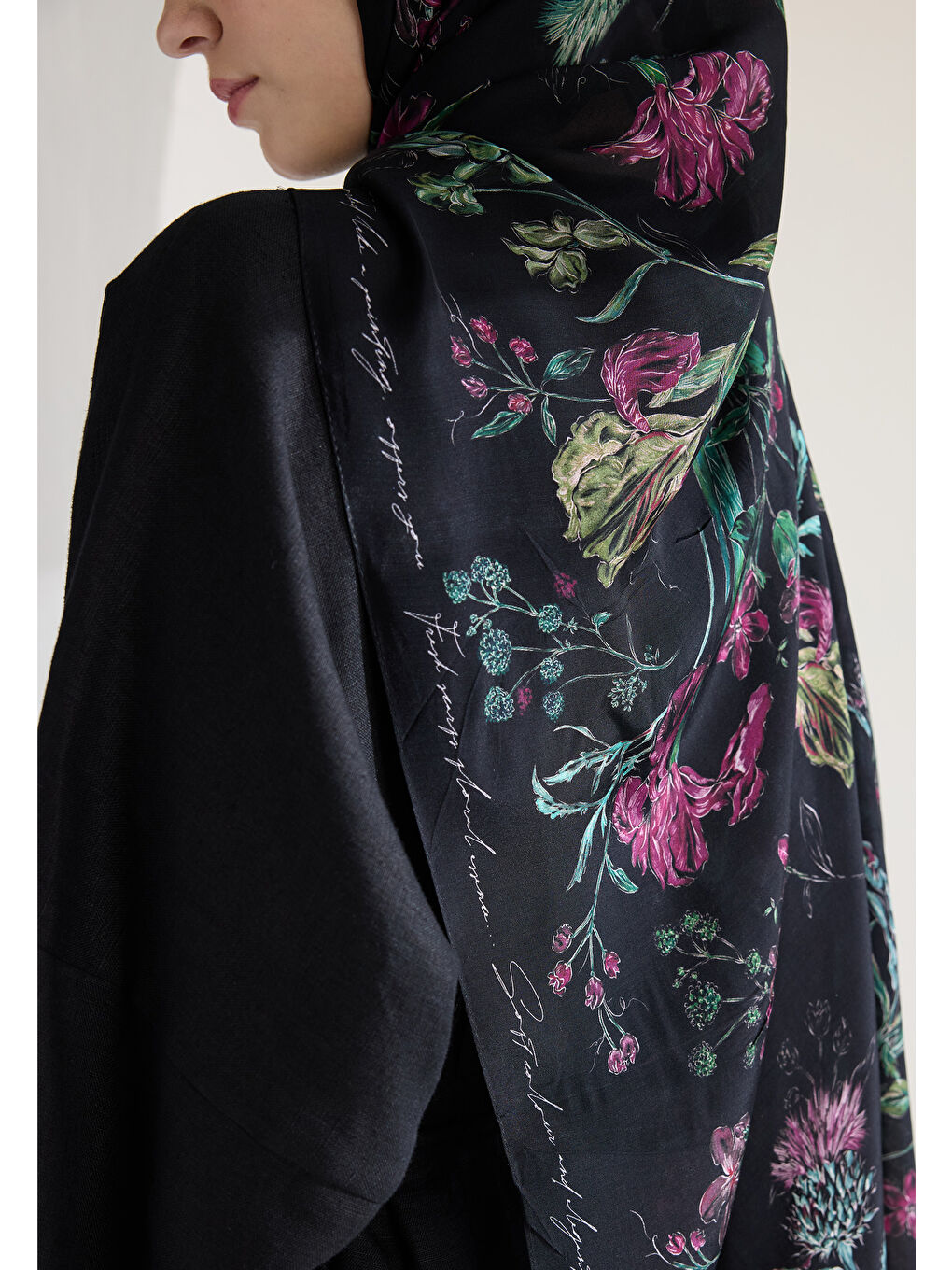 Garden Joy Floş Viskon Şal Siyah-3