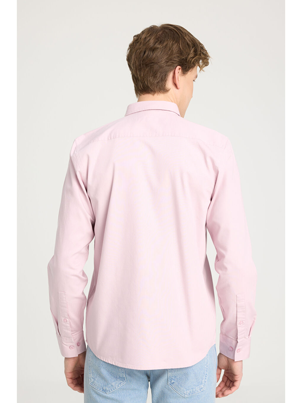 Regular Fit Normal Kesim %100 Pamuk Pembe Gömlek-3