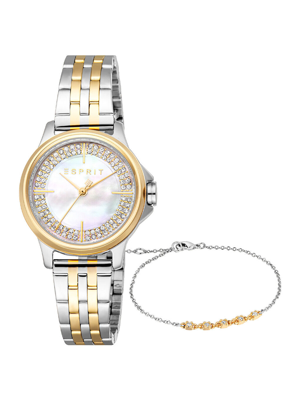 Sarı ES1L432M0075 Kadın Kol Saati ve Bileklik Seti