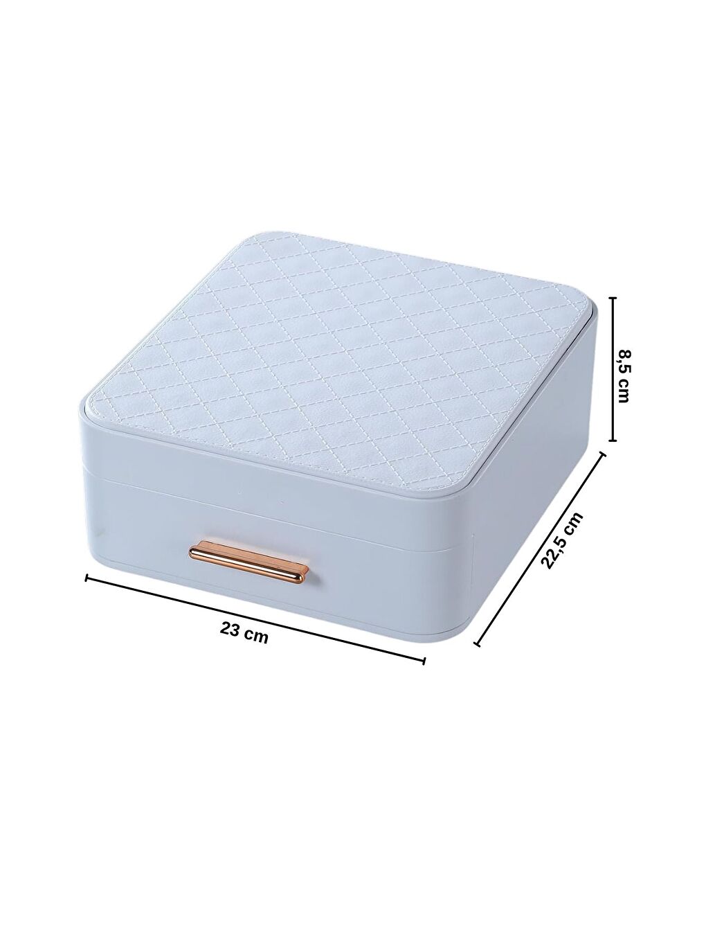 House By House Çekmeceli Aynalı Çok Bölmeli Makyaj Takı Organizer Krem UR-3438-2