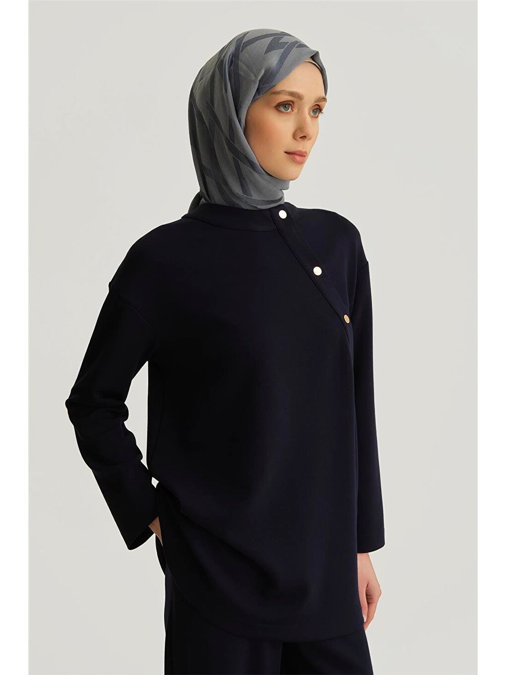 Zımba Detaylı Örme Takım 25Yh615 Lacivert-2