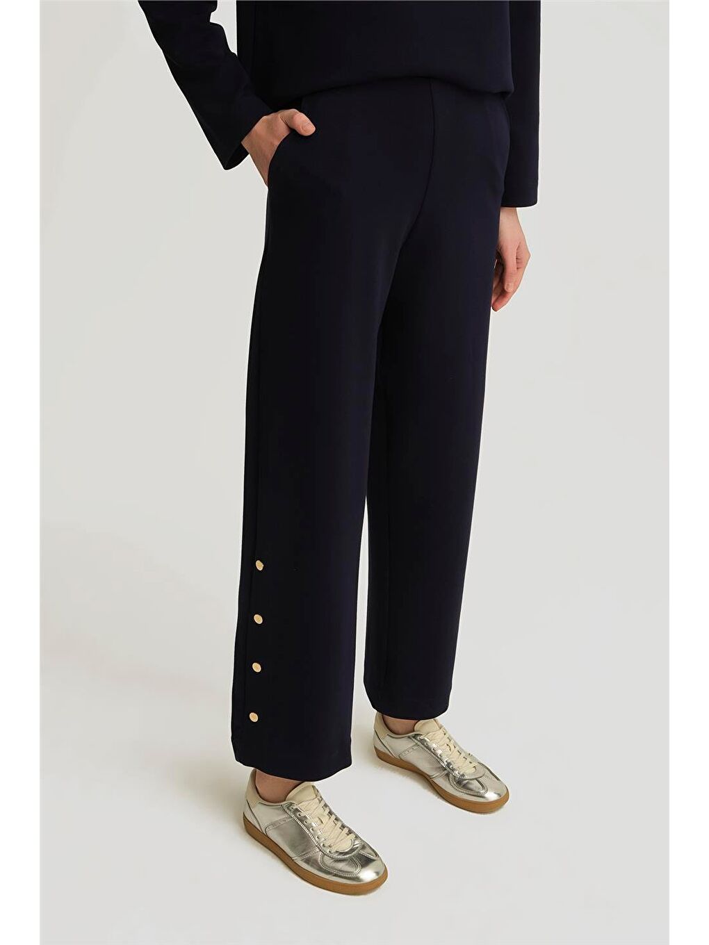 Zımba Detaylı Örme Takım 25Yh615 Lacivert-3