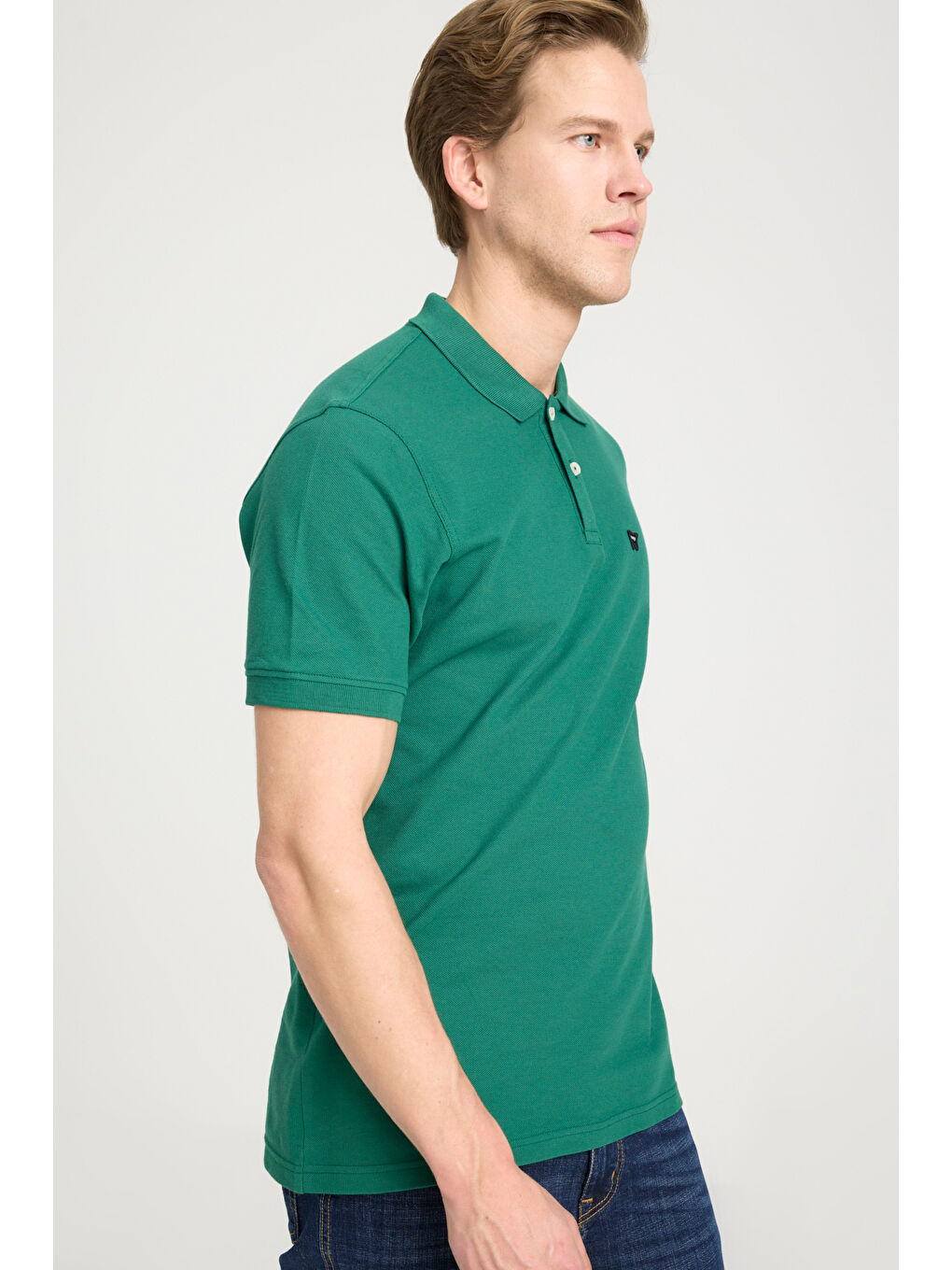 Regular Fit Normal Kesim Polo Yaka %100 Pamuk Yeşil Tişört-1