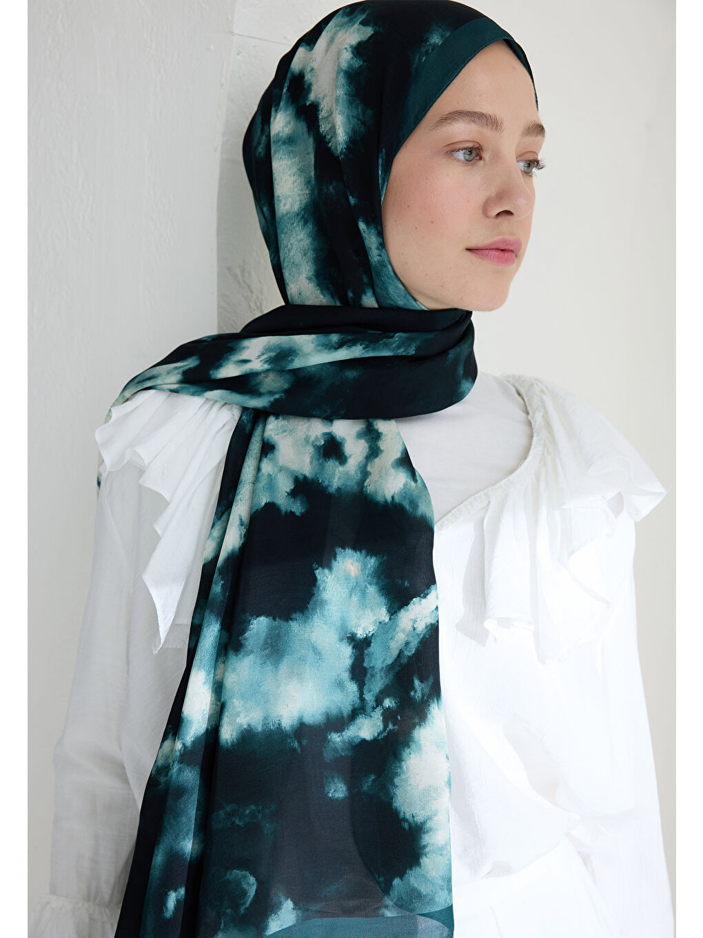 Lola Floş Viskon Şal Petrol-3