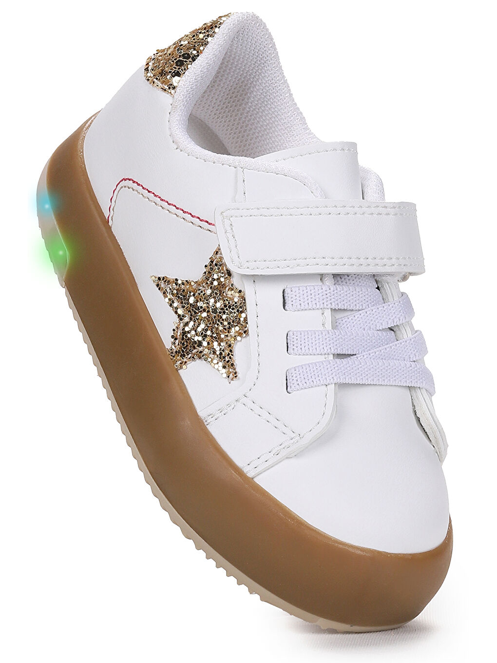 Beyaz Rena Günlük Cırtlı Işıklı Kız Bebek Spor Ayakkabı
