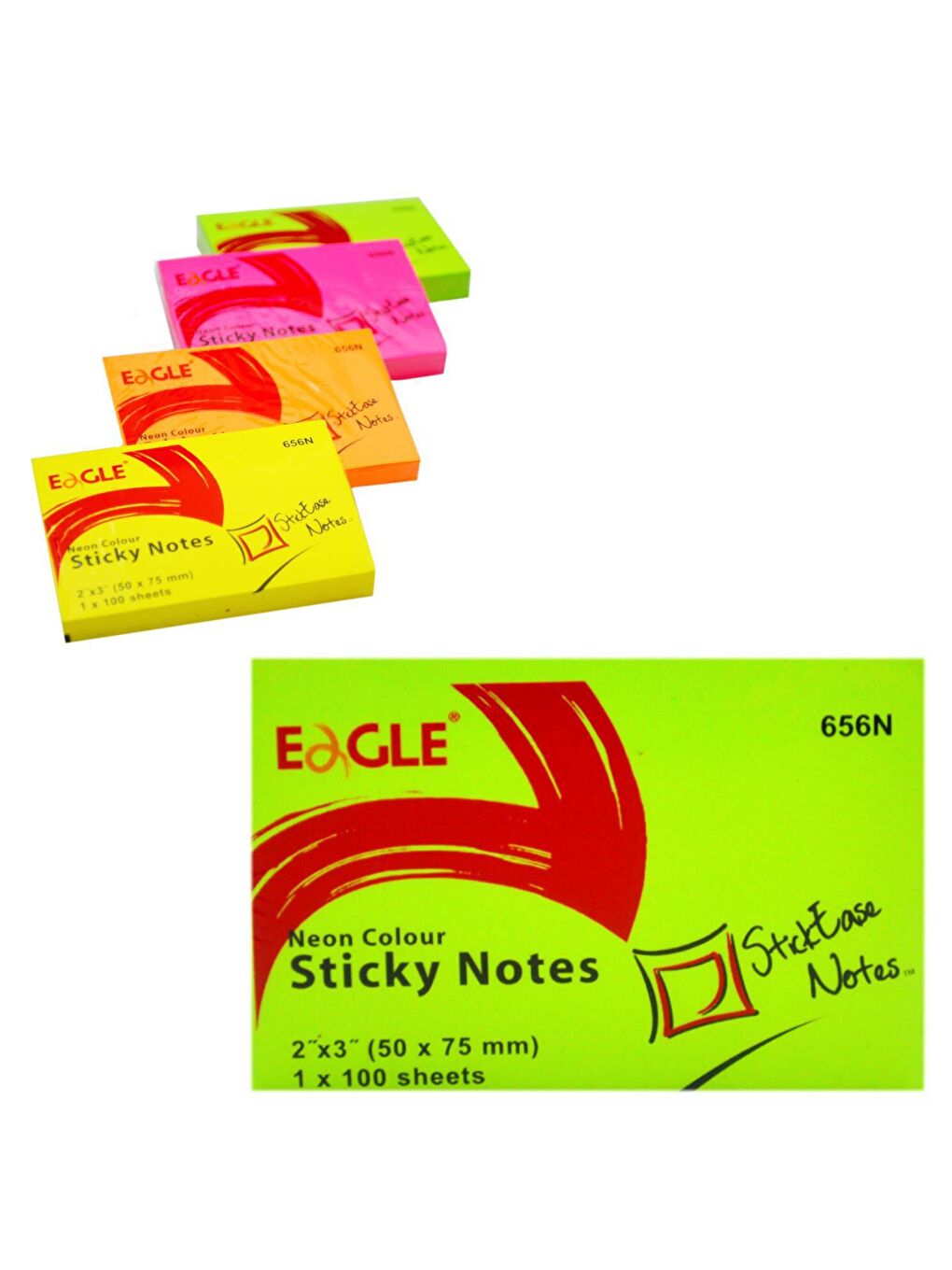 Eagle Yeşil 50x75 Mm Neon R. Yapışkanlı Not Kağıdı 100 Yaprak Yeşil (656N-YSL) - 1