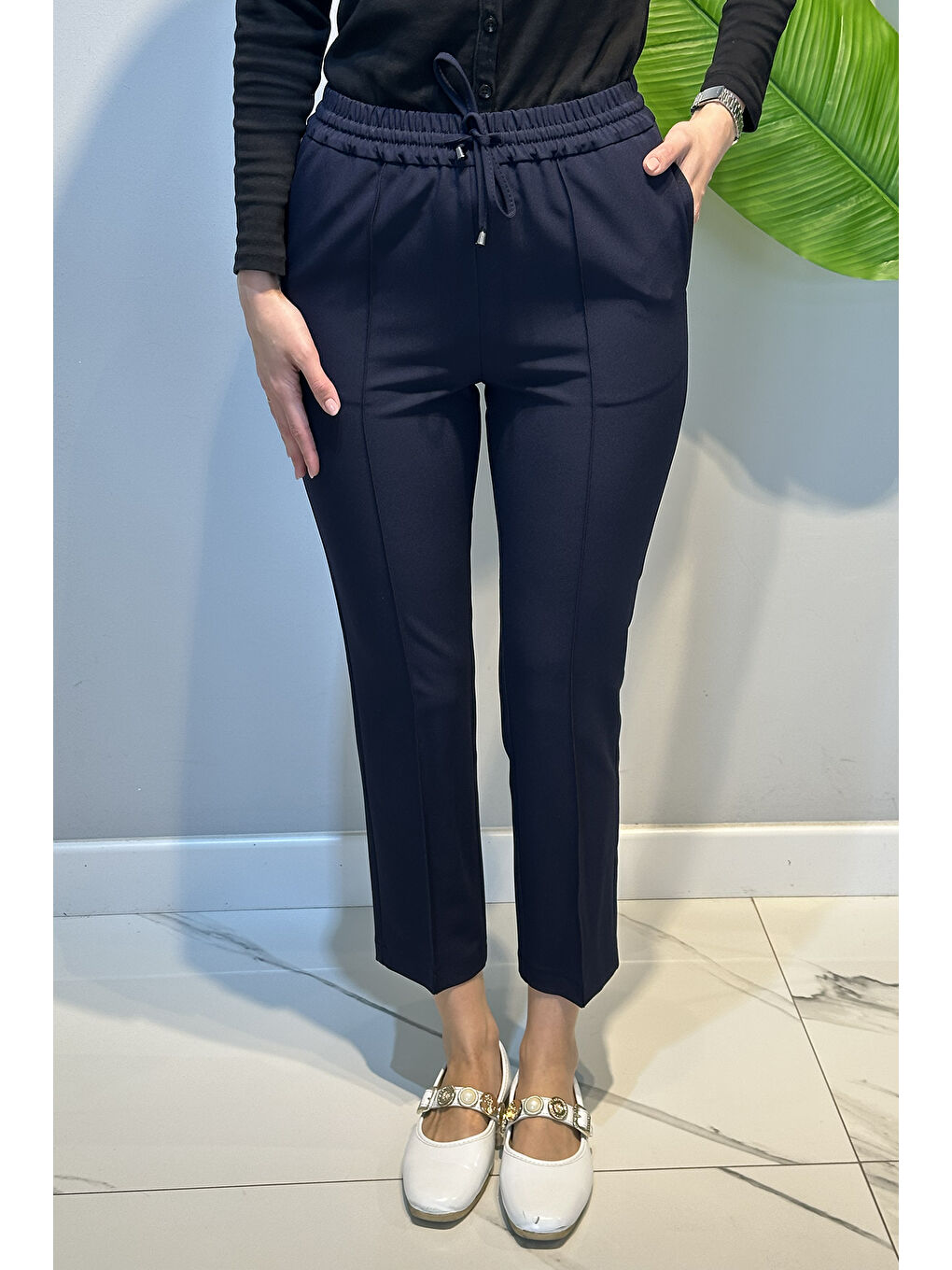 Yandan Cepli Nervür Dikiş Detay Pantolon 153 Lacivert-1