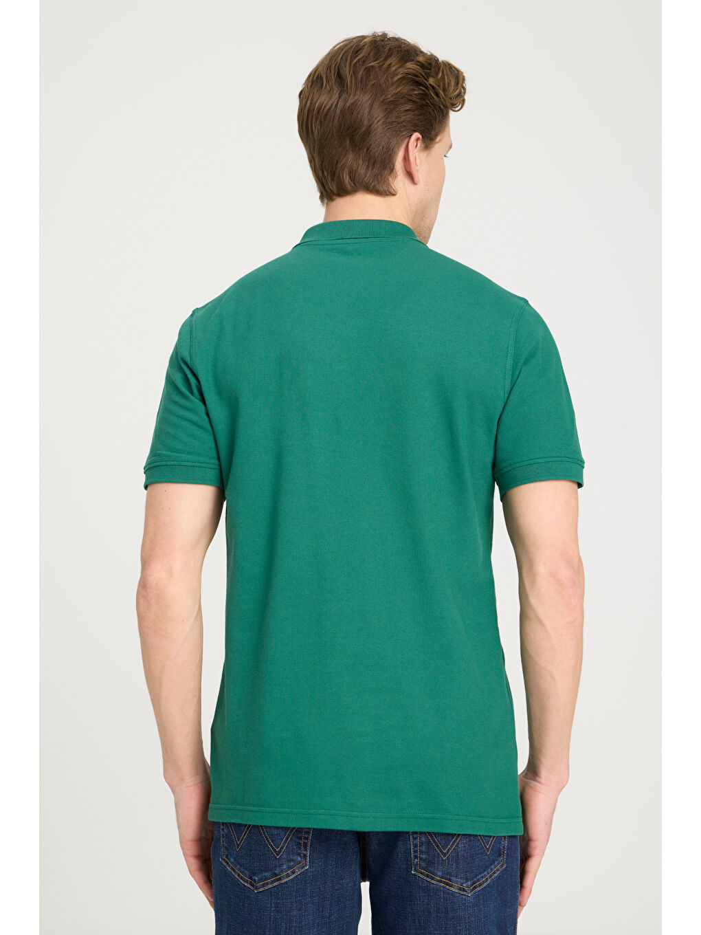 Regular Fit Normal Kesim Polo Yaka %100 Pamuk Yeşil Tişört-4