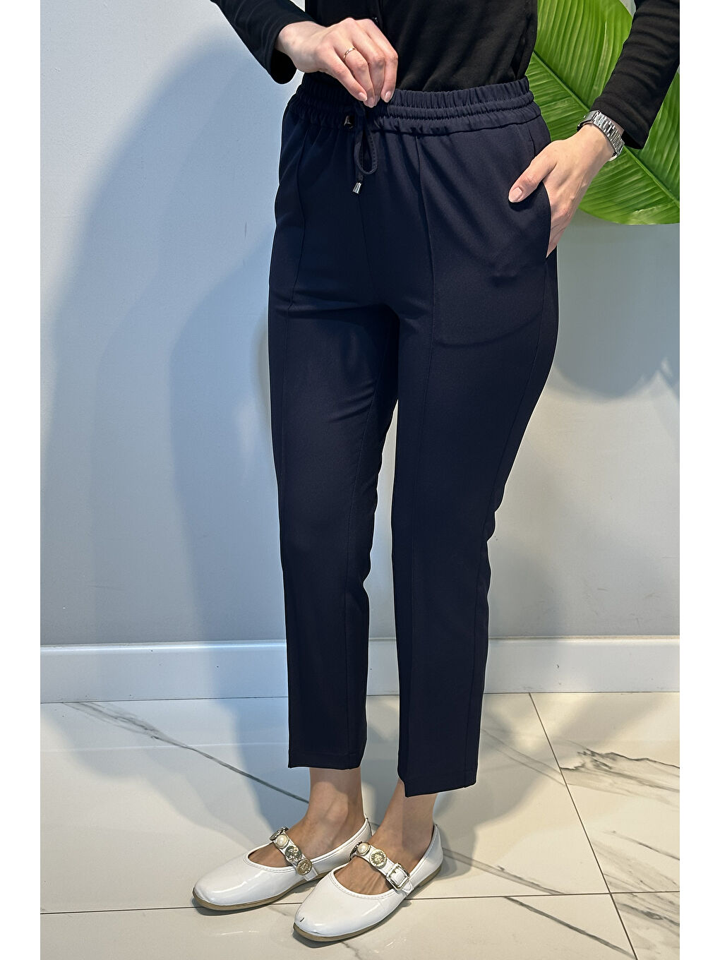 Yandan Cepli Nervür Dikiş Detay Pantolon 153 Lacivert-2