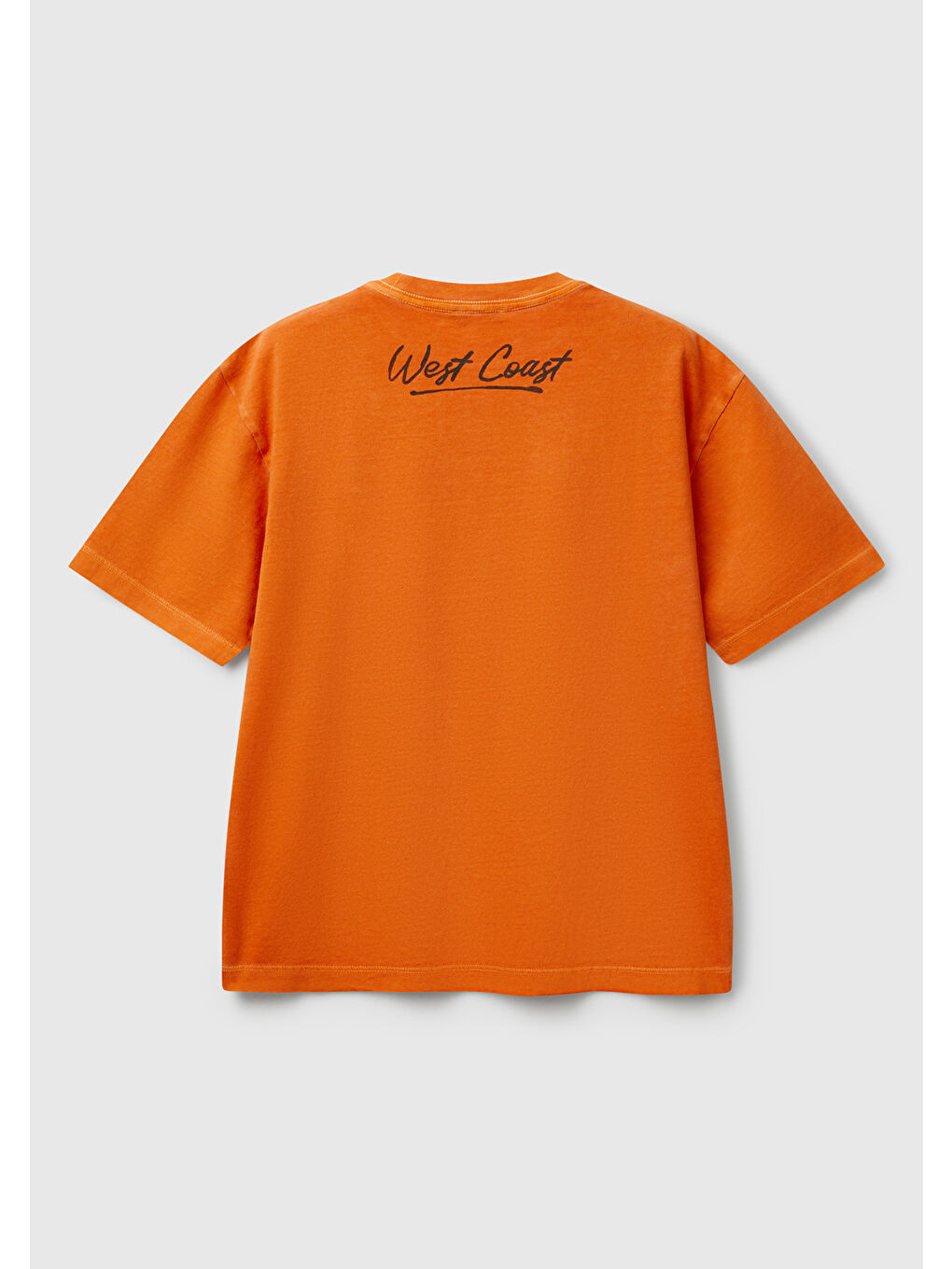 Erkek Çocuk Turuncu Slogan Baskılı Soluk Efektli Tişört-1