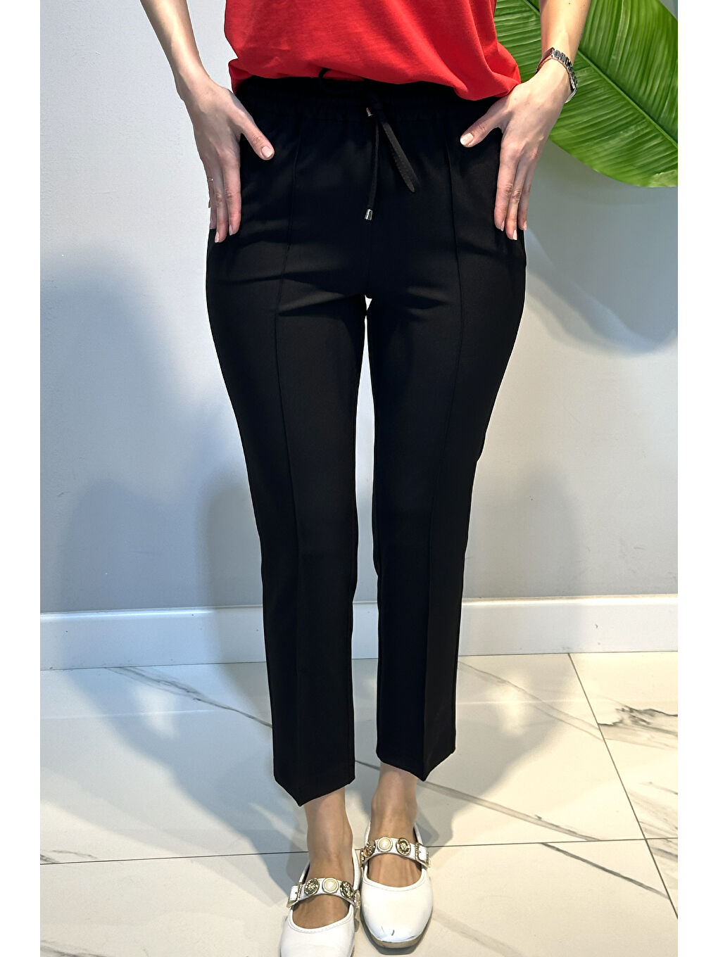 Sentez Yandan Cepli Nervür Dikiş Detay Pantolon 153 Siyah-1