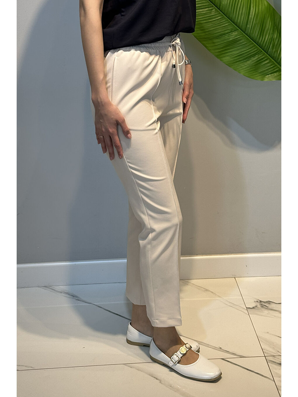 Bej Yandan Cepli Nervür Dikiş Detay Pantolon 153 Taş-3