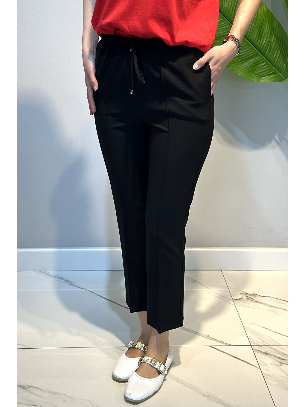 Sentez Yandan Cepli Nervür Dikiş Detay Pantolon 153 Siyah-2