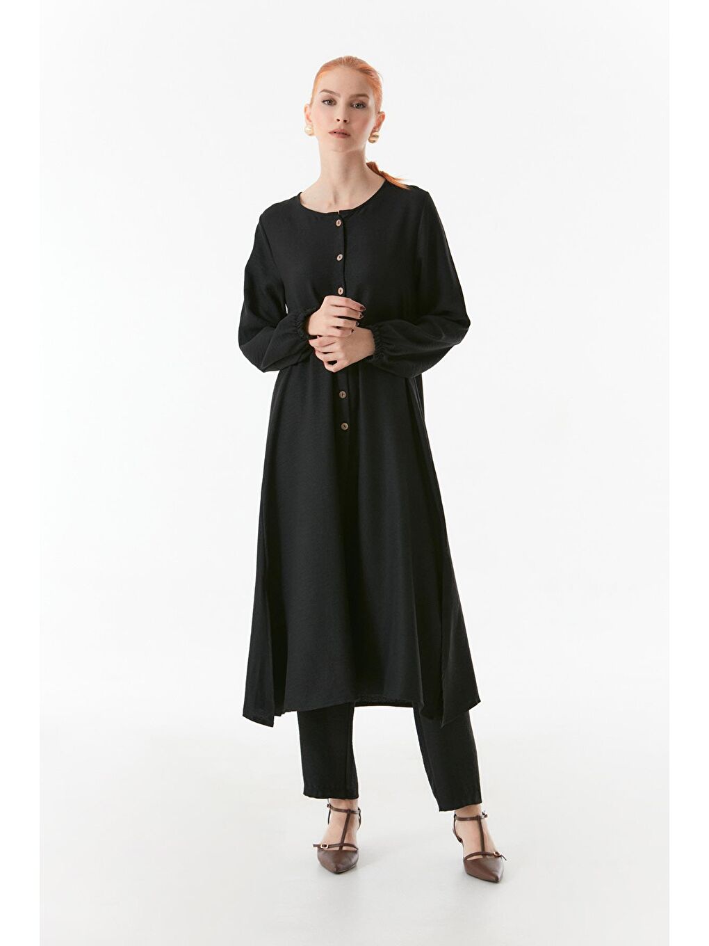 Siyah Basic Düğmeli Takım