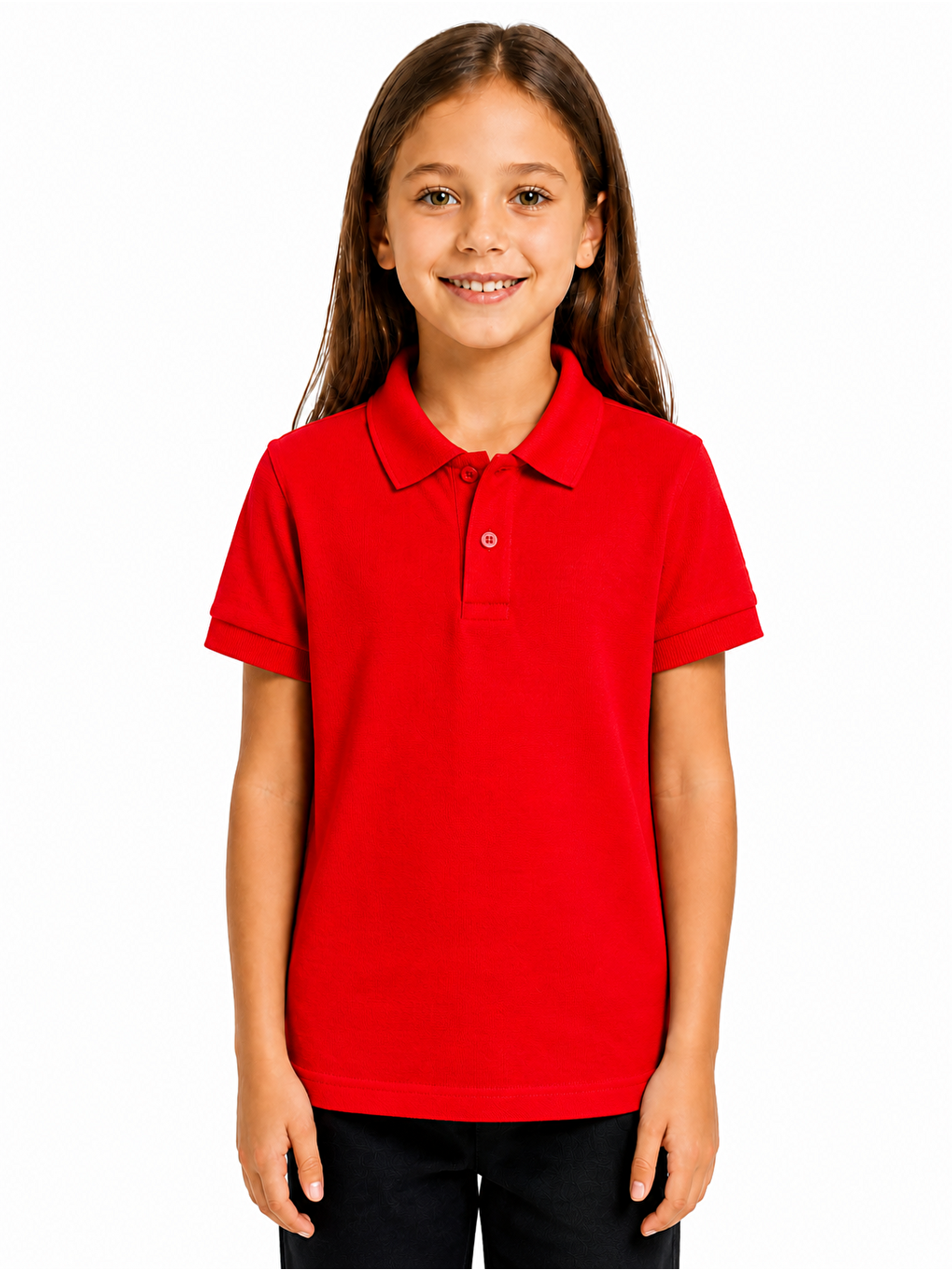 Kırmızı Kids Polo Yaka Basic Kısa Kollu Çocuk Tişört