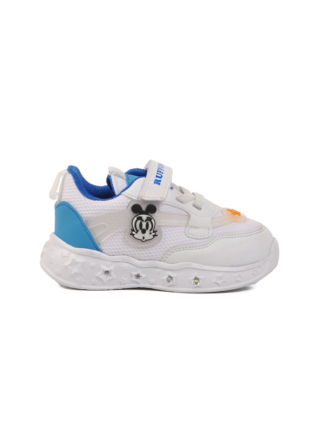 Beyaz Mavi Cırtlı Işıklı Hafif Unisex Çocuk Spor Ayakkabı Ruffon B