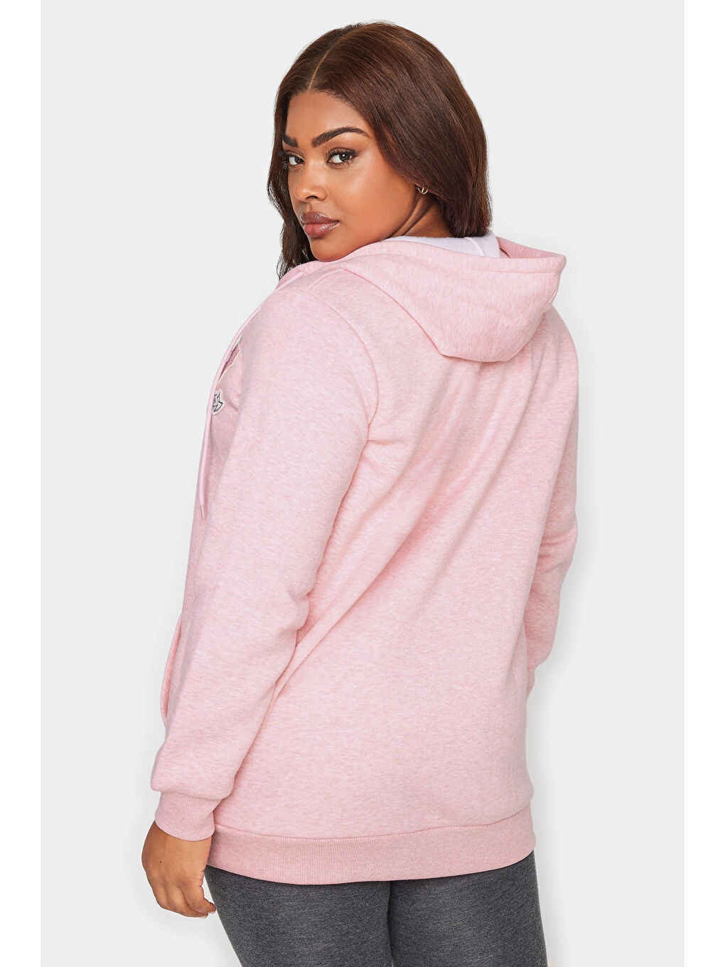 Stil Diva Pembe Büyük Beden Uzun Kollu Yakası İşlemeli Cepli Kapüşonlu Sweatshirt 302572 - 4