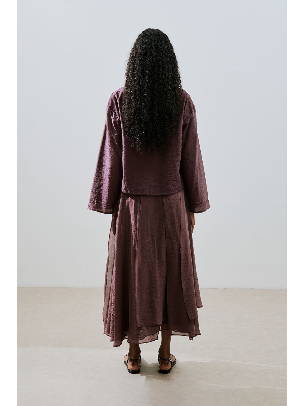 Geniş Kol Dökümlü Bluz Bordo-5