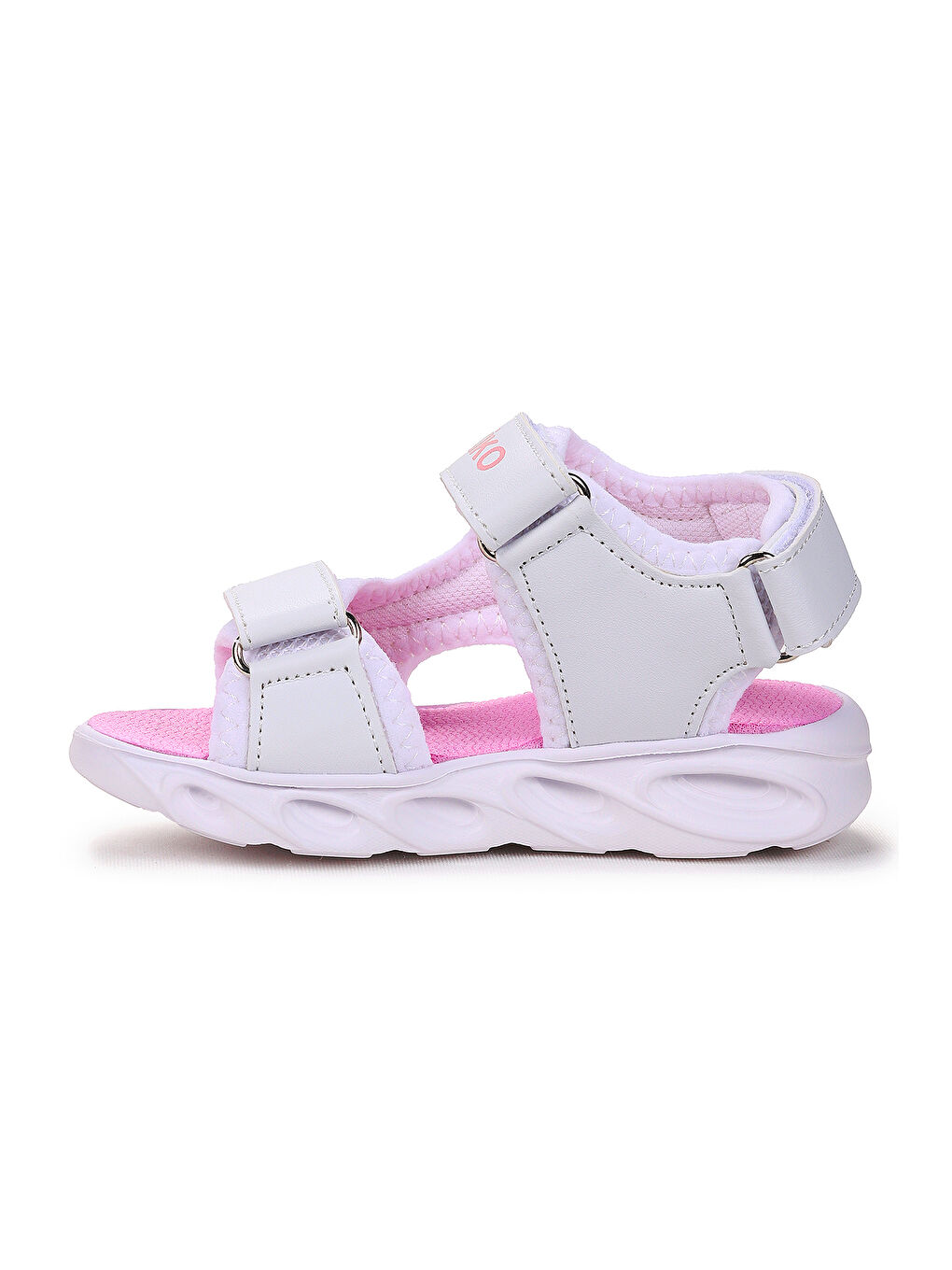 Beyaz Günlük Işıklı Cırtlı Kız Bebek Sandalet Ayakkabı-3