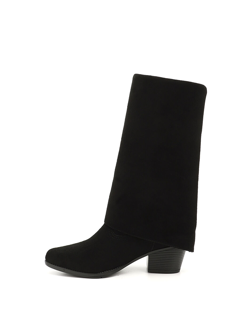 Siyah Kadın KOYU SİYAH Sivri Burun Kalın Topuklu Kovboy Çizme-2