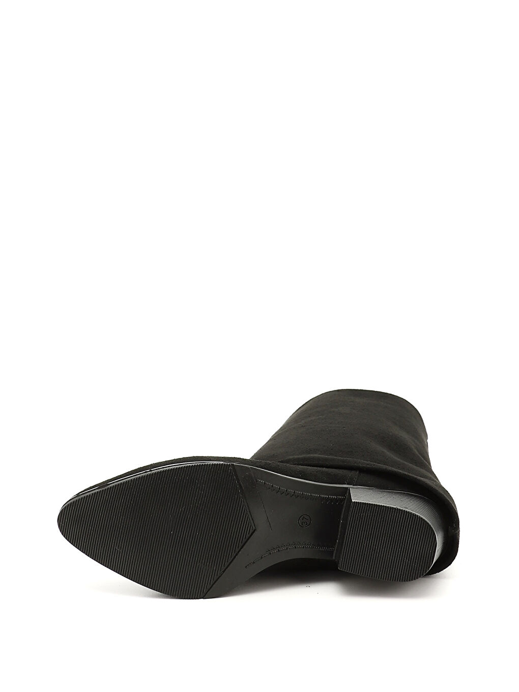 Siyah Kadın KOYU SİYAH Sivri Burun Kalın Topuklu Kovboy Çizme-3